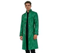 YiZYiF Uomo Steampunk Vintage Giacca Frac Manica Lunga Cappotto Medievale Vittoriano Frock Uniforme Carnevale Festa in Maschera A Verde S
