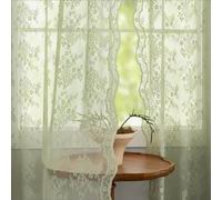 YJ YANJUN Set di 2 tende trasparenti color verde salvia, lunghe 183 cm, 2 pannelli, motivo floreale, stile bohémien, tende in garza di pizzo, per camera da letto, porta francese, porta scorrevole,