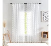 YJ YANJUN Tende trasparenti bianche lunghe 203,2 cm per porta effetto bohémien, pannelli per finestre, filtranti la luce, eleganti tende per porte per soggiorno e camera da letto, 132 x 203 cm di