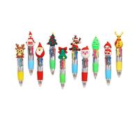Yjcnelcr 10Pcs Natale Multicolore Penna 4 Color-in-1 Penne di Scrittura Per Diario Penna a sfera retrattile Per Scuola Ufficio Natale Set