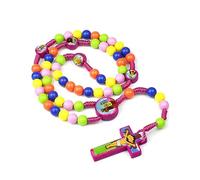 Yjcnelcr Collana con ciondolo a forma di cartone animato, rosario con perline colorate, per bambini e bambine, cattoliche ortodosse, Plastica