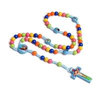 Yjcnelcr Collana con ciondolo a forma di cartone animato, rosario con perline colorate, per bambini e bambine, cattoliche ortodosse, Plastica