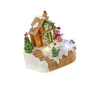 Yjcnelcr Fatto a mano Luce Calda Casa di Villaggio di Natale Decorazione Alimentato a Batteria Carillon Neve Casa Ornamento Per Desktop Natale Villaggio Decorazione Con Luci LED