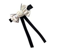 Yjcnelcr Fiocchi di nastro cravatta spilla pin per le donne vintage camelia fiore perle papillon pre-legato bowknot corpetto cerimonia, SizeApprox. 21x14cm/8.27x5.51in, perle d'imitazione