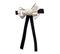 Yjcnelcr Fiocchi di nastro cravatta spilla pin per le donne vintage camelia fiore perle papillon pre-legato bowknot corpetto cerimonia, SizeApprox. 21x14cm/8.27x5.51in, perle d'imitazione