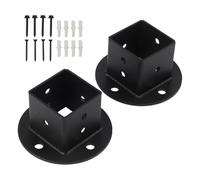 YJDOORPLAY Base di ancoraggio per palo con flangia da pavimento, 2 pezzi, 5,1 x 5,1 cm, kit di staffe quadrate per gazebo, pergola, ringhiere del ponte, cassette postali e pali in legno su cemento
