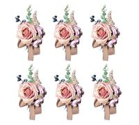 YJDOORPLAY Fiore artificiale per bouquet da sposa, per sposo, testimone, bottone, bottone, spille, accessori per abito da sposa, decorazione per feste di nozze, confezione da 6 (rosa)