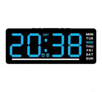 YJDOORPLAY Sveglia digitale a LED, con visualizzazione di data e temperatura, doppia funzione sveglia, orologio da comodino per camera da letto e ufficio, 5 livelli di luminosità (blu)