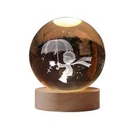 YJDZ Luce notturna a sfera di cristallo - decorazione in vetro caldo e colorato (Le Petit Prince Garde la Rose)