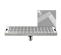 YJEUZCD 304 Acciaio Inossidabile Rettangolo Doccia Pavimento Scolare, Lineare Scolare con Rimovibile Grattugiare, All'aperto Cortile Giardino Drenaggio Trincea(Silver-M,120x10cm/47.2x3.9in)