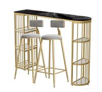 YJEUZCD Barra Tabella, Pub Alto Tabella con Stoccaggio Scaffali, Rettangolare Industriale Colazione Pranzo Tabella per Cucina con 2 Sedie(Black-B,120x40x105cm)