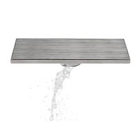 YJEUZCD Lineare Doccia Scolare Rettangolare, Grattugiare Rimovibile, 304 Acciaio Inossidabile Pavimento Scolare per Bagno, Cucina Piscina Patio Fognatura(Silver-M,110x15cm/43.3x5.9in)