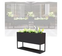 YJEUZCD Metallo Alto Lungo Fioriera Scatola, All'aperto al Coperto in Piedi Fiore Scatola Partizione, Commerciale Terrazza Portico Rimovibile Partizione Divisore(Nero,120x60cm/47.2x23.6in)