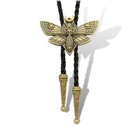 Yjfeshion Bolo Tie per uomo testa di morte falena Bolo cravatta nativo insetto luna falena ciondolo in pelle fatta a mano accessori gotici per uomini donne, Falena lunare, rame vintage, M