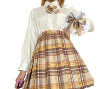 YJHLY Gonna Corta Arajuku in Stile Harajuku in Stile Estate Gonna A Quadriii Y2K Galma da Prua da Ballo Alta Mini Uniformi di Scuola Giapponese-4-Xs