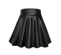 YJHLY Gonna Corta Mini Gonna Corta Elastica in Alto E Elastico Gonne in Pelle Finta-Black-S