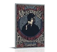 YJHXYCCS Poster su tela con copertina di album musicali di Nick Drake, stampa artistica da parete decorativa per camera da letto, 40 x 60 cm, con cornice