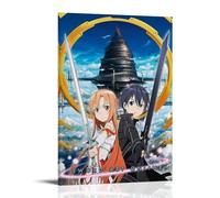 YJJECP Sword Art Online - Poster decorativo da parete, impermeabile, moderno, stampa per casa, posto di lavoro, decorazione da parete, facile da installare, stile cornice, 50 x 75 cm
