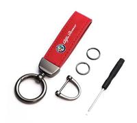 YJJSM Auto Portachiavi per Alfa Romeo Junior,con Logo Stemma Key chain Resistente e Duraturo Key Fob per Appassionati Auto Regali Accessori,C-Red