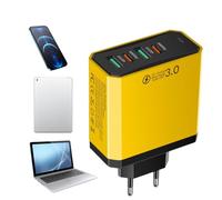 Yjkedfh Caricatore per viaggi europei - 2USB+2PD europea | 4 in 1 QC3.0 caricatore rapido con connettori multipli per hotel aeroporto, crociera, vacanze europee, viaggi d'affari