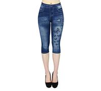 YJLX Pantaloni Capri per donne jeans/Capri da donna estivi a vita alta, eleganti pantaloni estivi da donna, leggeri 7/8, con pizzo, pantaloni da yoga, pantaloni da jogging, leggings Capri, ZZ blu, M