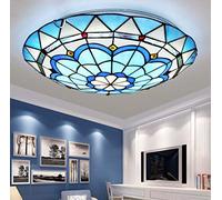 Yjmgrowing Plafoniera a LED per ingresso,Lampade a soffitto a soffitto in vetro colorato Tiffany Style Corridoio blu mediterraneo corridoio illuminazione,Chip LED, luce tricolore,30cm