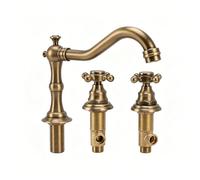 Yjmgrowing Rubinetto da Bagno Vintage a 3 Fori, Miscelatore Lavabo Diffuso in Ottone Antico con Doppie Manopole a Croce, Struttura in Ottone per Mobile Bagno, Facile da Installare