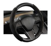 YJMOTOR Coprivolante decorativo per Tesla Model Y, adatto per il modello 3, in pelle scamosciata, protezione interna per volante auto, antiscivolo, 2 pezzi (nero)