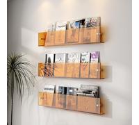 yjnhxns 3 Packs Floating Wall Mounted Shelves, Acrylic Magazine Holder, Clear Brochure Wall Mount, for Waiting Room, Exhibitions Office Retail Store Display(Clear,50cm)