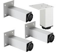 YJRZYQKXKL Gamba Tavolo Regolabili, 4 Quadrato Piedini per Mobili Argento Lega di Alluminio | Finitura Anodizzato Gambe per mobili Altezza: 3-40cm Gambe per Divani Piedini per Tavoli-20cm/7.9"
