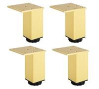YJRZYQKXKL Piedini per Mobili Oro, 4 Quadrato Piede per Mobile Regolabili Lega di Alluminio | Finitura Anodizzato Gambe per Mobili Altezza: 3-40cm Gambe per Divani Gambe per Tavolini-10cm/4