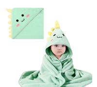 YJSDDNTY 1 asciugamano con cappuccio per bambini, 80 x 80 cm, asciugamano con cappuccio e salvietta, asciugamani verdi dinosauri in tessuto non tessuto corallo
