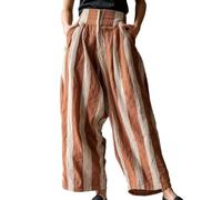 YJSPSSW Pantaloni Palazzo Donna a Righe Vita Alta Corti con Tasche | Due tasche laterali e lunghezza 7/8 che lascia libera la caviglia.