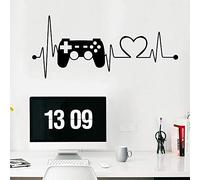 YJSS Adesivi da parete per videogiochi creativi per camera dei ragazzi, controller di gioco ECG onde, decorazione da parete, poster in vinile, per camera da letto dei bambini (56 x 28 cm)