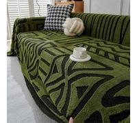 YJSZY Copridivano Grande 1/2/3/4 Posti,Linea Geometrica BohéMien Stile Telo,Coperta Per Divano,Copritutto Per Divano Arredamento Per La Casa,Copri Divano 3 Posti Con Braccioli (Green180x420cm)