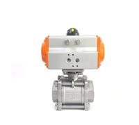 YJUHADWPBZ DN15 DN20 DN25 DN32 DN40 DN50 Three Piece High Platform Pneumatic Ball Valve Stainless Steel Q611F-16P Double Acting Cylinder (1/4")