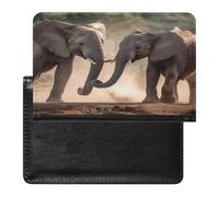 YJWANDL Custodia per passaporto, con due elefanti che giocano con stampa, custodia per passaporto, custodia per passaporto con tasche, stile, taglia unica, minimalista