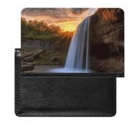 YJWANDL Custodia per passaporto, con stampa cascata al tramonto, custodia per passaporto, custodia per passaporto con tasche, stile, taglia unica, minimalista