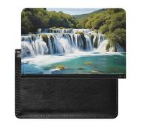 YJWANDL Custodia per passaporto, con stampa di cascate sul fiume Krka, custodia per passaporto, custodia per passaporto con tasche, stile, taglia unica, minimalista