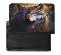 YJWANDL Custodia per passaporto, con stampa di lupi e acchiappasogni, custodia per passaporto da viaggio, con tasche, stile, taglia unica, minimalista