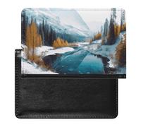 YJWANDL Custodia per passaporto, con stampa di montagne invernali, scena innevata, custodia per passaporto, custodia per passaporto, con tasche, stile, taglia unica, minimalista