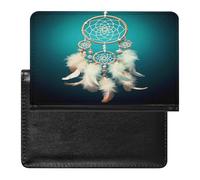 YJWANDL Custodia per passaporto, custodia per passaporto con tasche, stile unico, stile minimalista, con stampa acchiappasogni bianco con piume