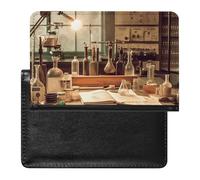 YJWANDL Custodia per passaporto, custodia per passaporto, con tasche, stile vintage, stampa laboratorio chimico, da viaggio, con tasche, taglia unica, minimalista