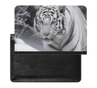 YJWANDL Custodia per passaporto, stampa tigre bianca nella neve, custodia per passaporto da viaggio, custodia per passaporto con tasche, stile, taglia unica, minimalista