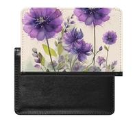 YJWANDL Custodia per passaporto, stile acquerello, motivo fiori viola, custodia per passaporto, custodia per passaporto con tasche, stile unico, minimalista