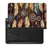 YJWANDL Custodia per passaporto, stile vintage, etnico, tribale, con piume, da viaggio, custodia per passaporto, custodia per passaporto, con tasche, stile, taglia unica, minimalista