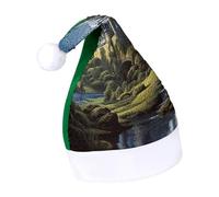 YJWANDL Morbido e accogliente cappello di Natale, boschi e castello, cappello divertente di Natale, perfetto cappello di Babbo Natale per eventi festivi e celebrazioni invernali