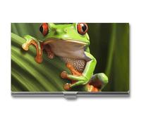 YJWANDL Porta biglietti da visita, custodia per carte in alluminio con stampa rana albero custodia per carte di credito professionale custodia per carte premium