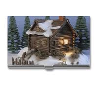 YJWANDL Porta biglietti da visita, in legno rustico con paesaggi in legno con stampa di paesaggi in alluminio, custodia per carte tascabile, custodia per carte professionale