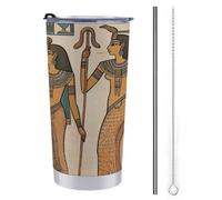 YJWANDL Tazza da caffè da viaggio, tazza da viaggio isolata con stampa delle donne nell'antico Egitto, tazza da caffè in acciaio inox, portabicchieri da auto, tazza da tè da viaggio